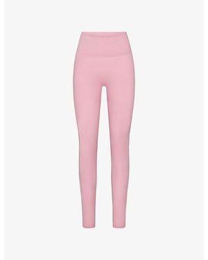 Skims High-Waisted Ribbed Wool-Blend Leggings - Pink