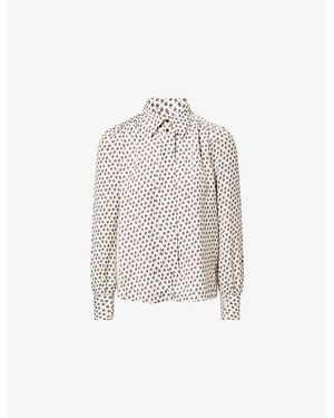 ME+EM Micro Paisley Print Tie Woven Blouse - White