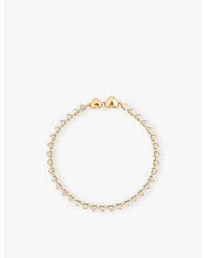 Astrid & Miyu Heart Bezel Tennis 18Ct-Plated Brass And Cubic Zirconia Bracelet - Metallic
