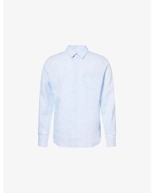 Derek Rose Monaco Long-Sleeve Linen Shirt - Blue
