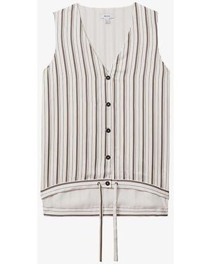 Reiss Ivory/ Francie Stripe-Pattern Woven Waistcoat - White