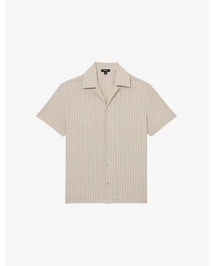 Reiss Aurelia Striped Stretch Cotton-Blend Shirt - Natural