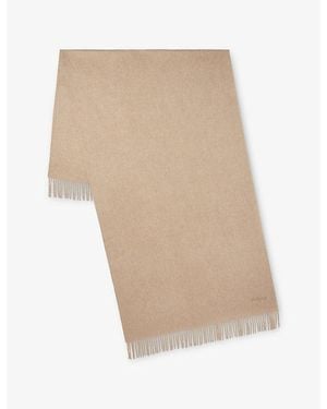 Mulberry Solid Logo-Embroidered Merino-Wool Scarf - Natural