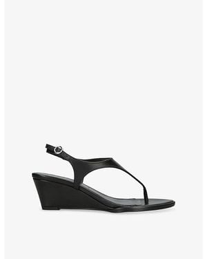 Aeyde Roose Leather Wedge Sandal - Black
