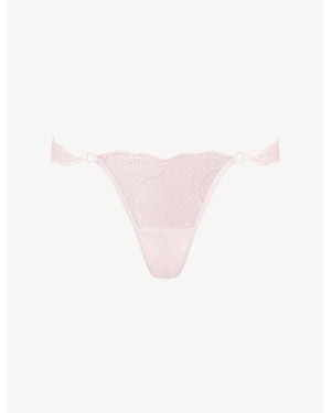 Bluebella Marabel Embroidered Sheer Lace Thong - Pink