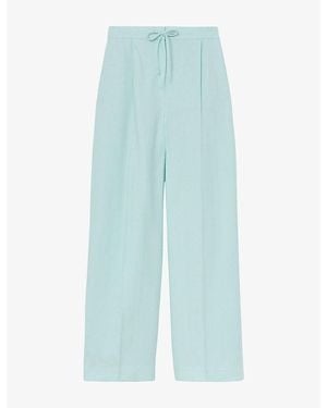 Reiss Esther Drawstring Wide-Leg Woven Trousers - Blue