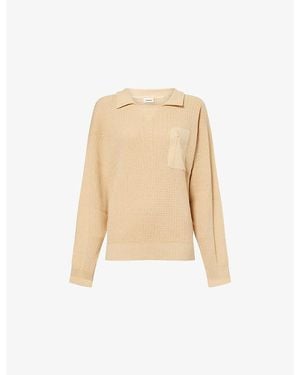 ADANOLA Panelled Pocket Cotton Knitted Sweatshirt - Natural