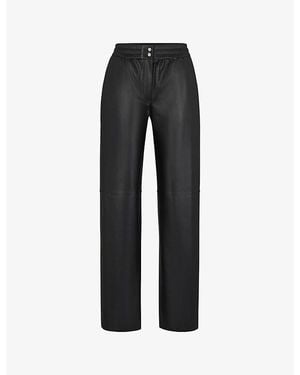 HUGO High-Rise Elasticated-Waist Faux-Leather Pants - Black