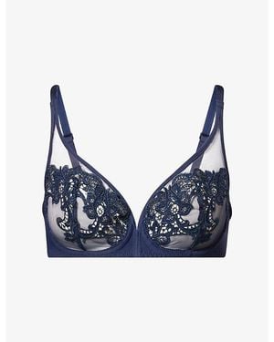 Simone Perele Saga Plunge Underwired Lace Bra - Blue