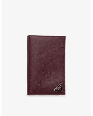 Prada Saffiano Leather Passport Holder - Purple