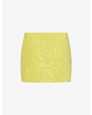 David Koma Sequinned-Boucle Woven Mini Skirt - Yellow
