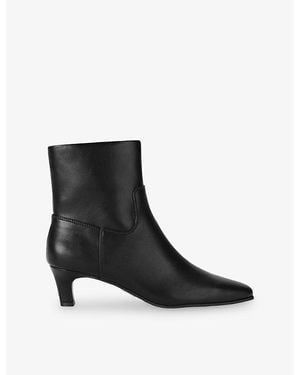 Steve Madden Davis Faux-Leather Heeled Ankle Boots - Black