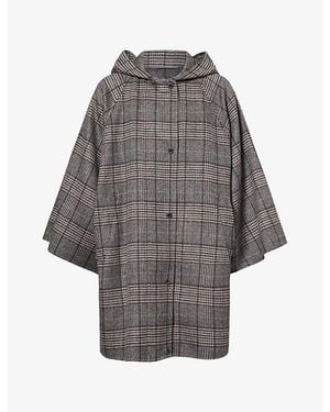 Weekend by Maxmara Hooded Graphic-Pattern Wool Coat - Grey