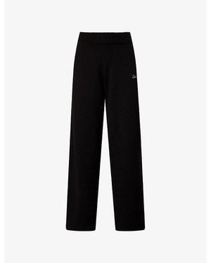 Ru & Rocka Oversized Brand-Embroidered Knitted Jogging Bottoms - Black