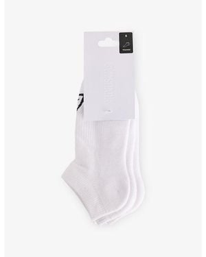 GYMSHARK Pack Of Three Ribbed Logo Cotton-Blend Socks - White