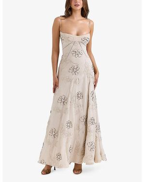House Of Cb Seren Corseted Floral-Jacquard Woven Maxi Dress in Black | Lyst UK House Of Cb Seren Corseted Floral-Jacquard Woven Maxi Dress in Black | Lyst UK