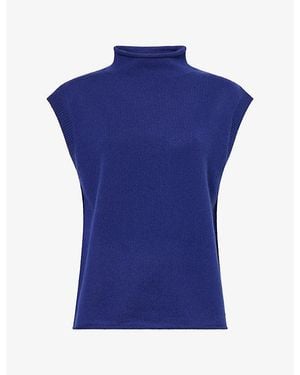 ME+EM Relaxed High-Neck Cashmere Vest - Blue