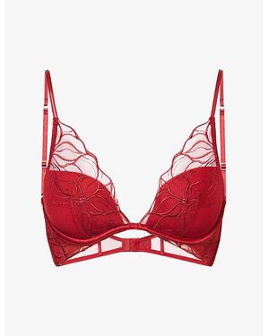 Calvin Klein Floral-Embroidered Stretch-Lace Plunge Bra