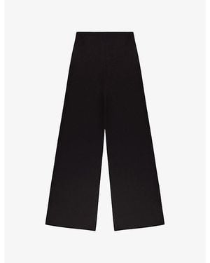 Ro&zo Wide-Leg High-Rise Satin Trousers - Black