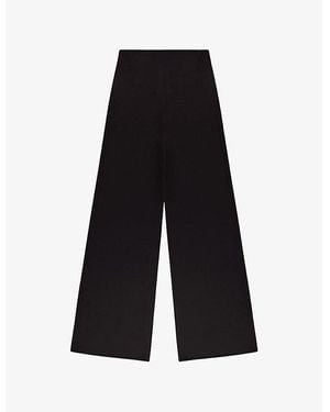 Ro&zo Wide-Leg High-Rise Satin Trousers - Black