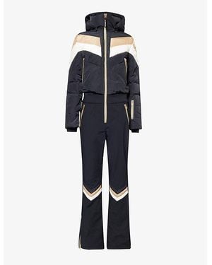 MY Sunday Ski Chevron Padded Shell Jumpsuit - Blue