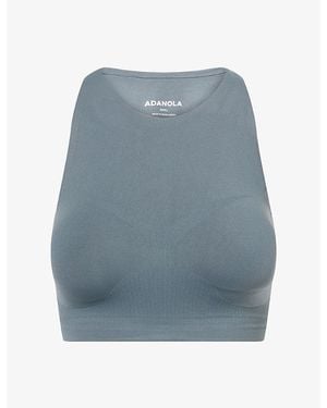 ADANOLA Seamless Racer Tank Sports Bra - Blue