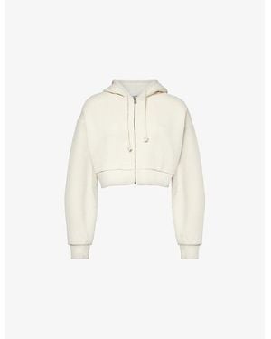 GYMSHARK Everywear Cropped Cotton-Jersey Hoody - White