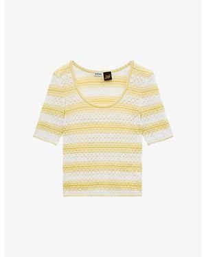 Loewe X Paula's Ibiza Stripe-Print Short-Sleeve Knitted Cotton-Blend Jumper - Yellow