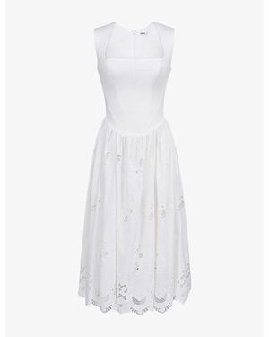 House Of Cb Safira Broderie-Anglaise Cotton Midi Dress - White