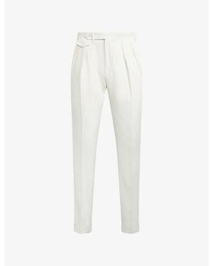 Polo Ralph Lauren Double-Pleated Straight-Leg Wool Trousers - White