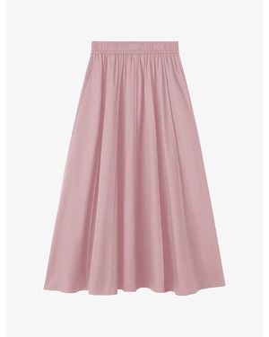 JOSEPH Manar Elasticated-Waist Cotton-Sateen Midi Skirt - Pink