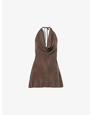 Dissh Carlene Sleeveless Cowl Woven Top - Brown