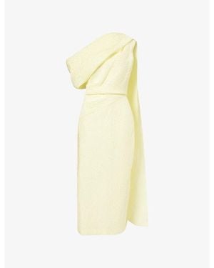 ROKSANDA Maite Asymmetric Draped Textured Dress - Yellow