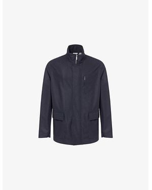 Emporio Armani High-Neck Relaxed-Fit Wool Coat - Blue