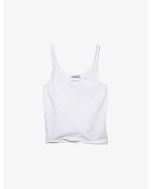 Prada Scoop Neck Cotton Jersey Tank Top - White