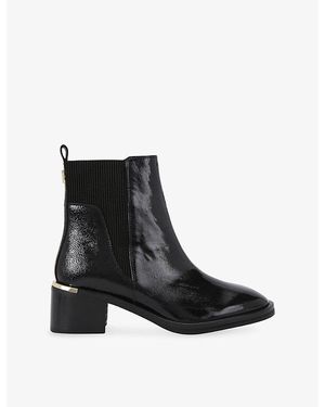 Carvela Kurt Geiger Liberty Patent-Leather Heeled Ankle Boots - Black