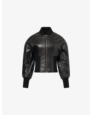 Alaïa Cinched Leather Bomber Jacket - Black