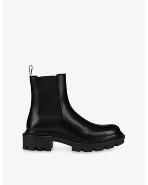 Christian Louboutin Devon University Flat Leather Boots - Black