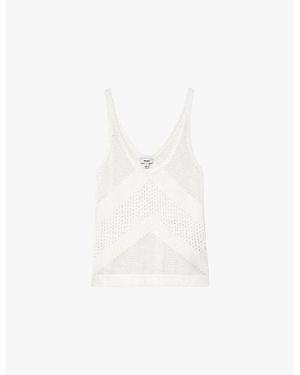 Reiss Hester Scoop-Neck Knitted Vest Top - White