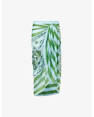 VERANDAH Printed Cotton-Silk Sarong - Green