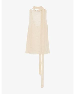 Reiss Darla Rhinestone-Embellished Woven Vest Top - White