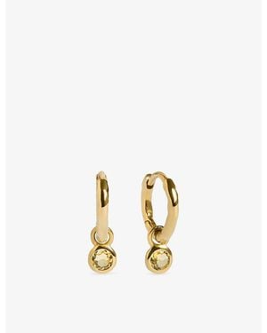 Monica Vinader November Birthstone 18Ct- Vermeil And Citrine Huggie Earrings - Metallic