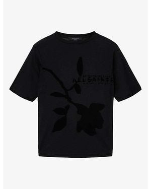AllSaints Athea Sheer Graphic-Print Woven T-Shirt - Black