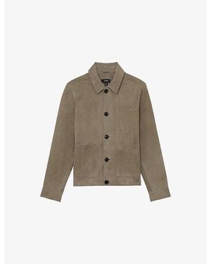 Reiss Danny Suede Worker Jacket - Brown