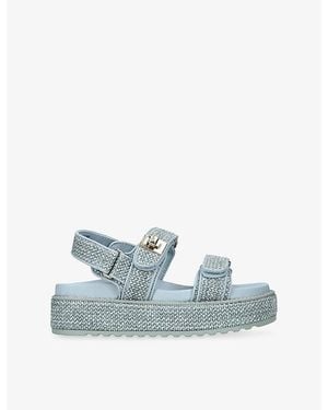 Steve Madden Bigmona Raffia Flat Sandals - Blue