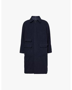 Drake's Raglan-Sleeves Knitted Relaxed-Fit Wool Coat - Blue