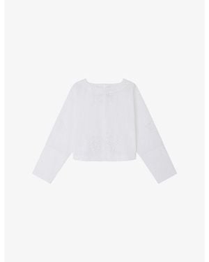 Soeur Hansel Broderie-Anglaise Cotton-Poplin Blouse - White