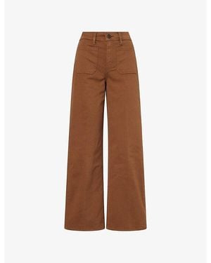 FRAME Slim Palazzo Harbor Pocket Cotton Jeans - Brown