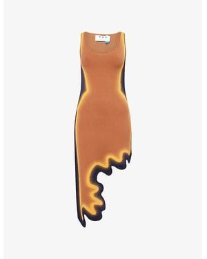 Ph5 Aster Reversible Wavy Knit Mini Dress - Brown