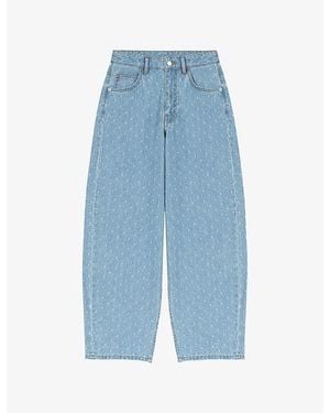 Maje Textured Balloon Denim Jeans - Blue